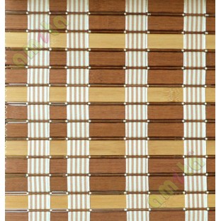Rollup  mechanism brown beige colour fabric stripes pure natural bamboo blind